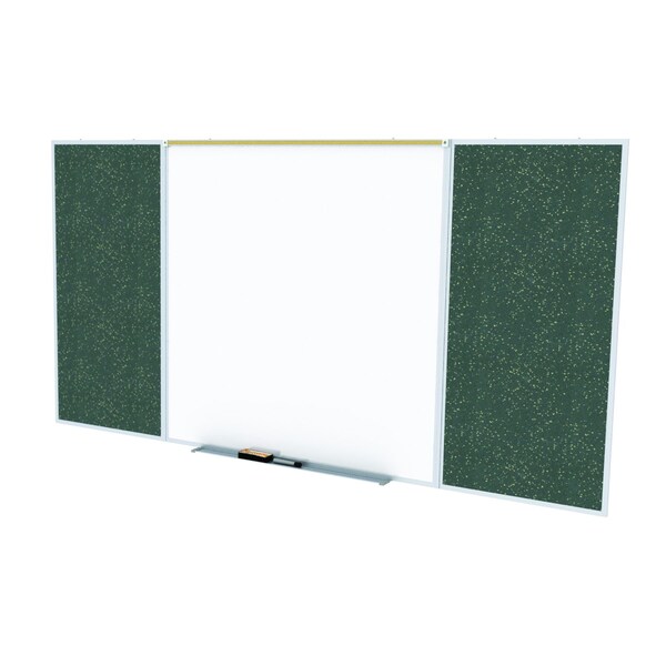 Combo Whiteboard/Bulletin, Mag Por/Rcycld, Styl D, 4 ft H x 10 ft W, Tan Spckd